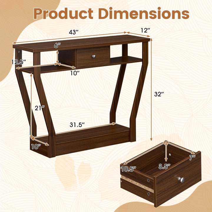 GIANTEX 43" Modern Console Table with Drawer &amp; Storage Shelf