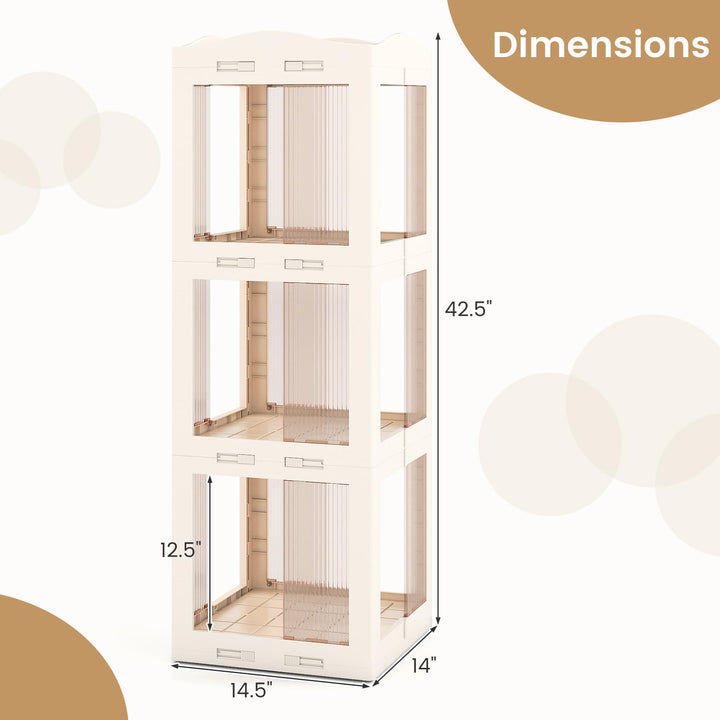 Giantex 3-Tier 360° Revolving Bookshelf Tower | Translucent Storage Organizer for Living Room