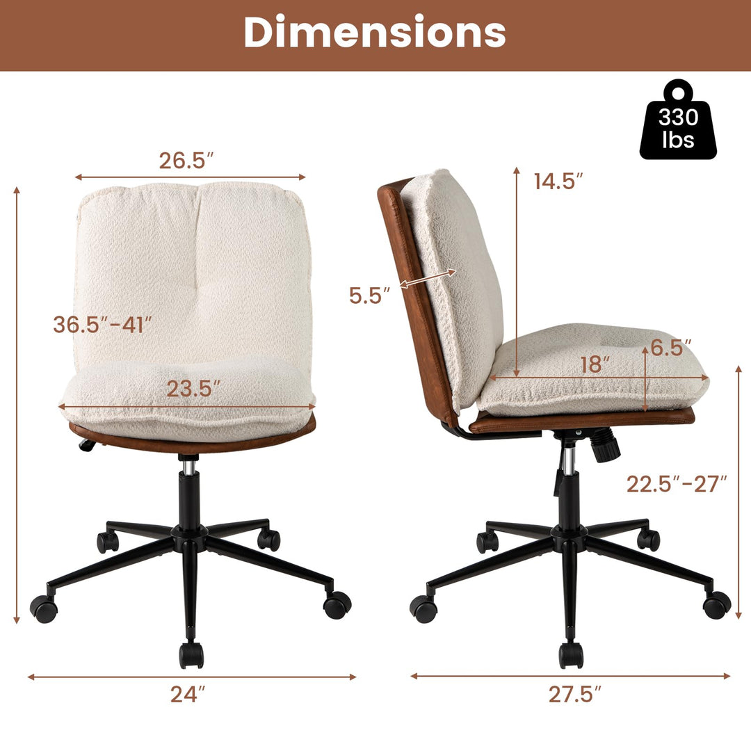 Giantex Faux Fur Desk Chair with Rocking Backrest &amp; Thick Padded Cushion