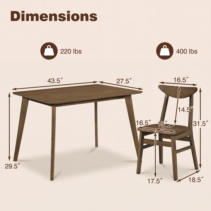 Giantex 5-Piece Mid-Century Modern Kitchen Table and Chairs Set for 4