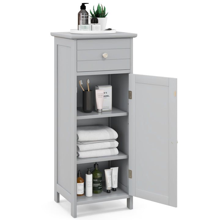 Bathroom Floor Storage Cabinet with Adjustable Shelf &amp; Large Drawer