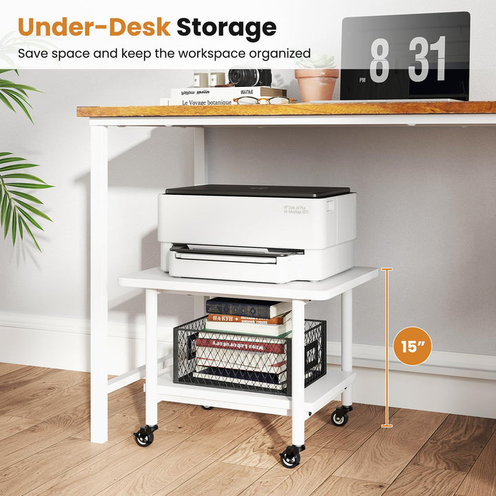 Giantex 2 Tier Mobile Printer Table with Storage Shelf