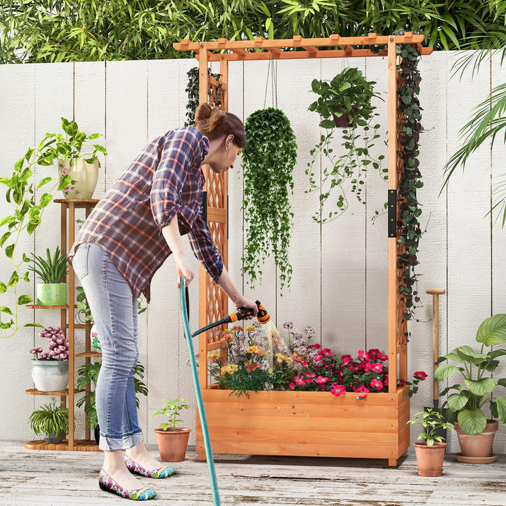 Giantex Raised Garden Bed with 2-Sided Trellis &amp; Hanging Roof