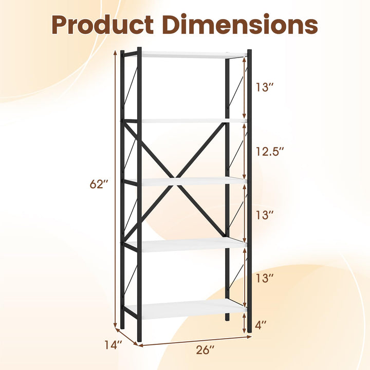 Giantex 5-Tier Tall Industrial Bookcase with Heavy-Duty Metal Frame (1/2)