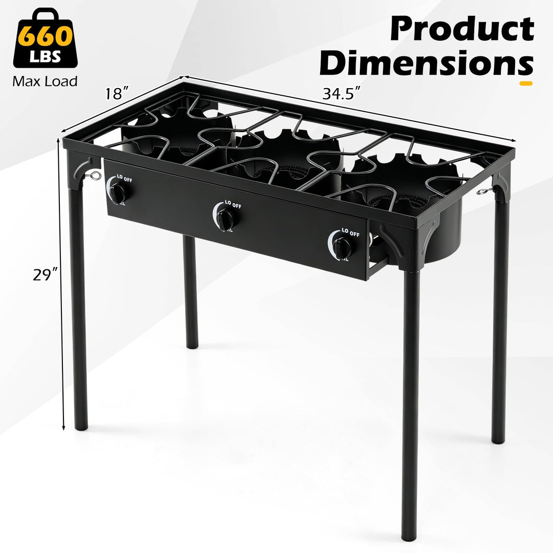 Giantex 3 Burner Propane Gas Stove | 240,000 BTU High Pressure Camp Cooker