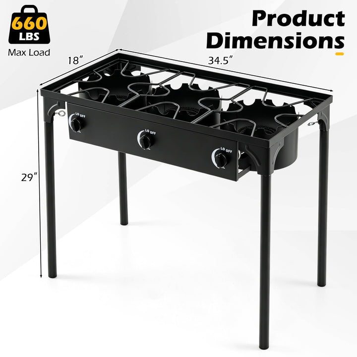 Giantex 3 Burner Propane Gas Stove | 240,000 BTU High Pressure Camp Cooker