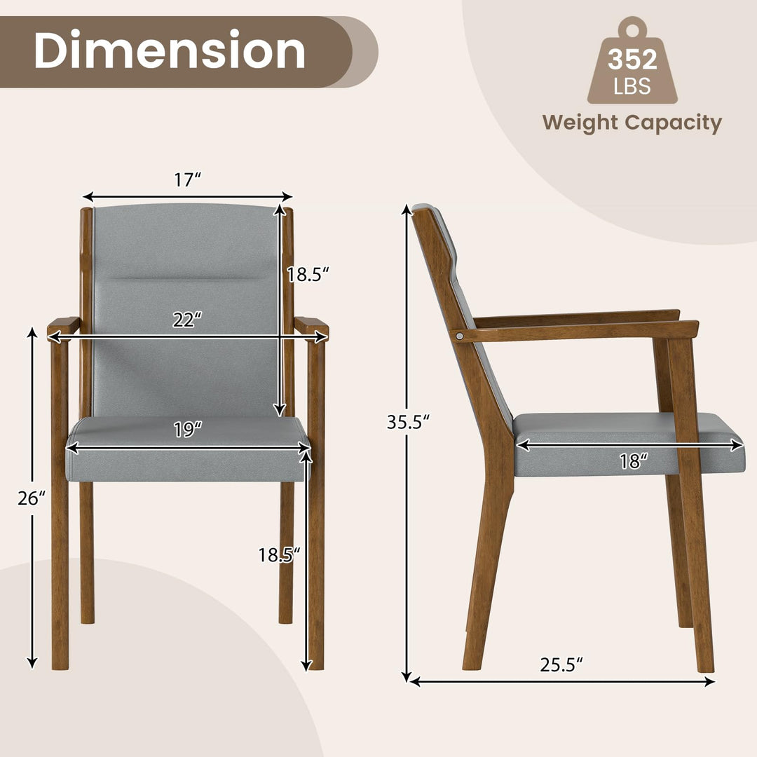 Giantex Mid Century Modern Dining Chairs Set of 2/4 Upholstered Accent Chair with High Back