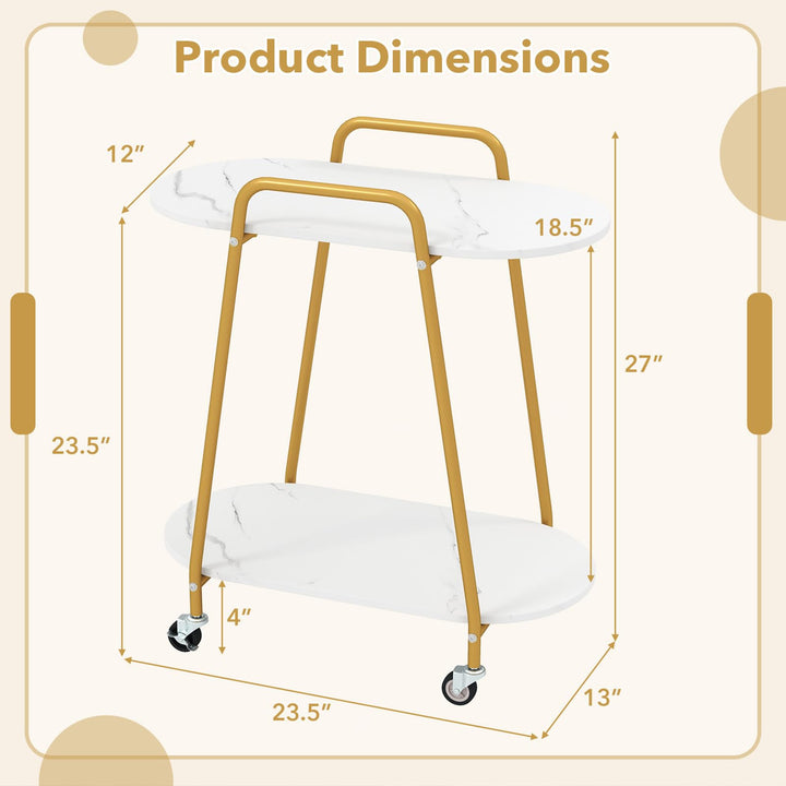 Giantex 2-Tier Gold Rolling Cart for Home Kitchen