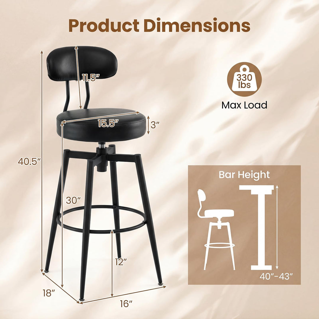 Giantex Swivel Barstools Set of 2/4 Faux Leather 31 Inch Bar Height Stools w/Upholstered Seat &amp; Back