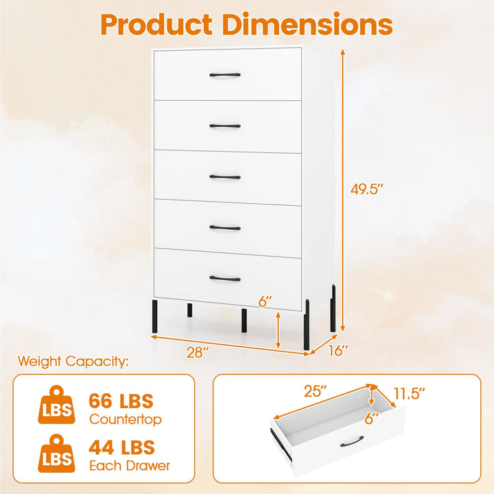 Giantex 5-Drawer Modern Tall Storage Organizer with Metal Legs &amp; Handles