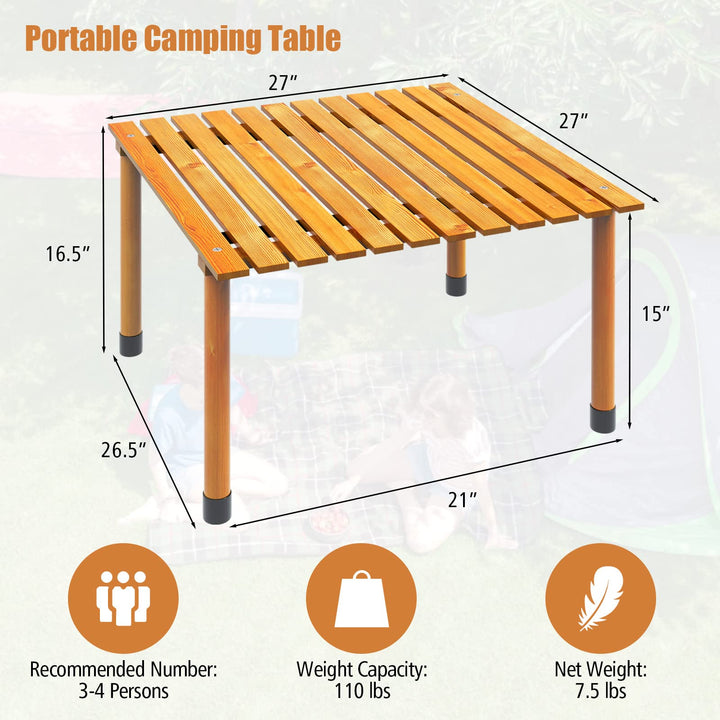 Giantex Portable Camping Table, Folding Picnic Table with Carrying Bag &amp; Roll-up Tabletop