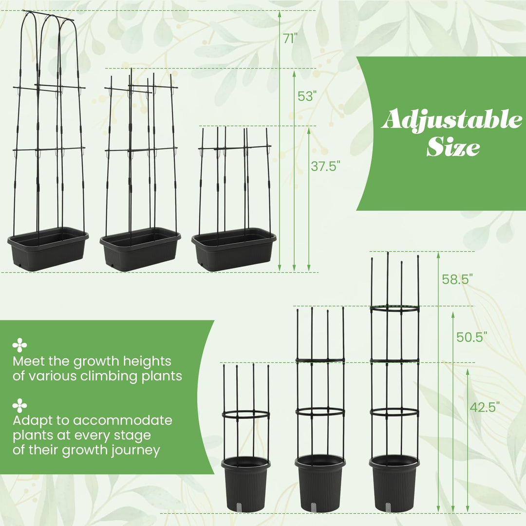 Giantex Set of 2 Raised Garden Bed w/Trellis &amp; Plant Cage, Planter Box w/ 71” Cucumber Trellis