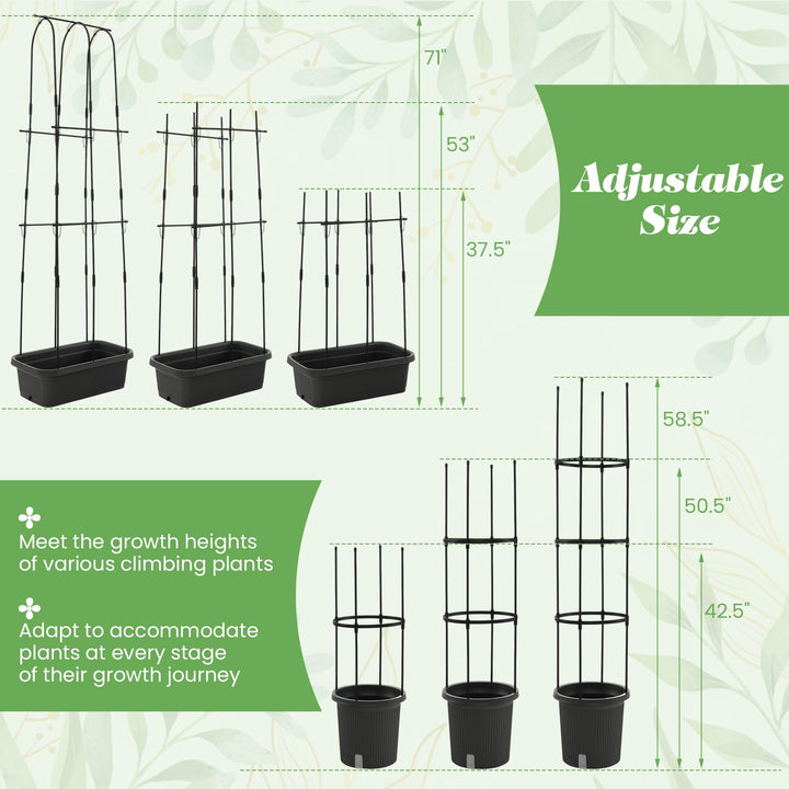 Giantex Set of 2 Raised Garden Bed w/Trellis &amp; Plant Cage, Planter Box w/ 71” Cucumber Trellis