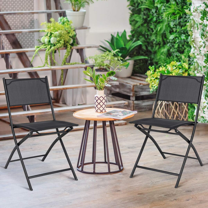 Giantex 4 PCS Folding Patio Chairs, Rust-Proof Steel Frame &amp; Space Saving (Black)