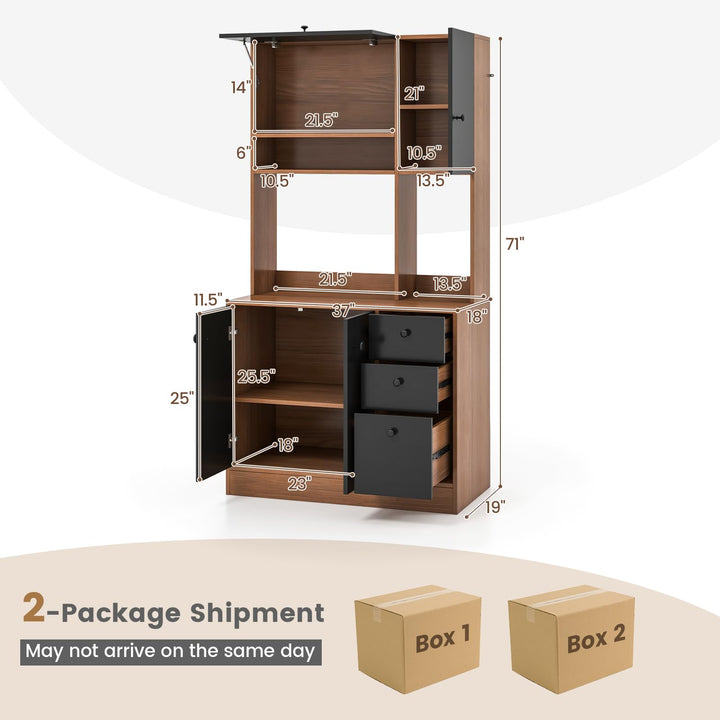 Giantex Kitchen Pantry, Buffet Hutch with 3 Storage Cabinet, 71&