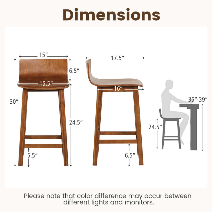 Giantex 2 or 4 Bar Stools Set with Low Back &amp; Footrest