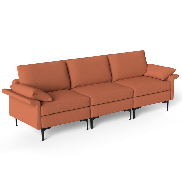 Giantex 3-Seat Sectional Sofa Couch, 100.5" L Convertible Sleeper with USB Port &amp; Outlet