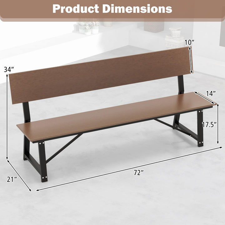 Giantex Outdoor Bench, 4-Person 72 Inches Garden Bench with Weatherproof HDPE Backrest &amp; Seat