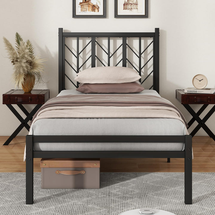 Giantex Queen/Full/Twin Size Bed Frames with Vintage Headboard, Metal Mattress Foundation for Storage