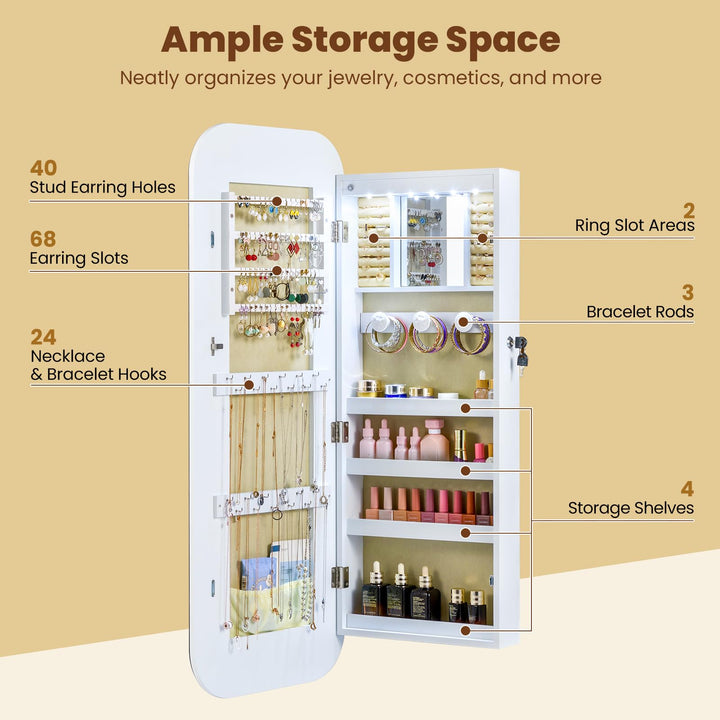 CHARMAID Jewelry Cabinet with Lockable Rounded 16.5&