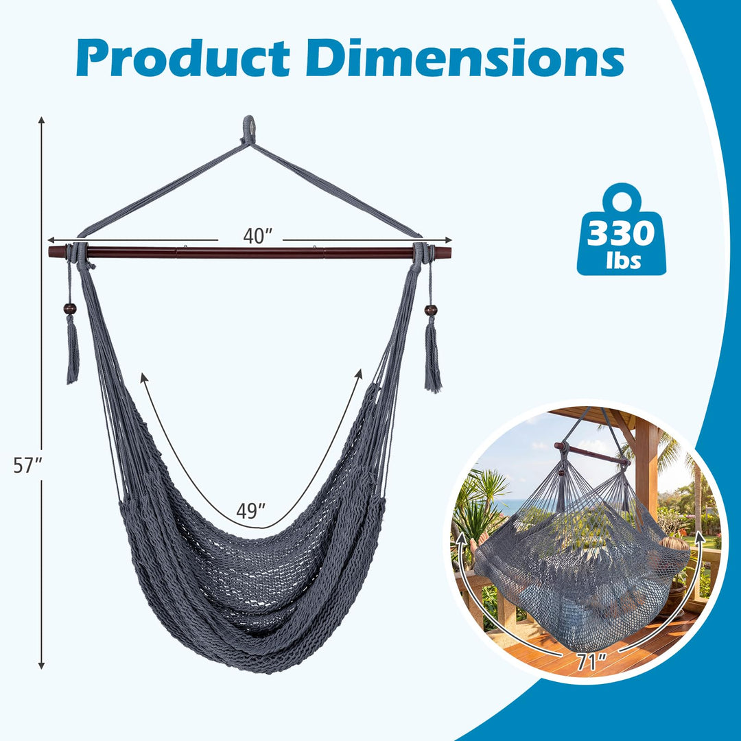 Giantex Caribbean Hammock Chair | Large Hanging Chair with Metal Spreader Bar