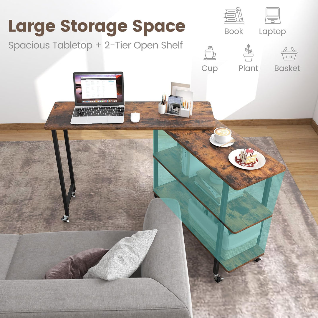Giantex 360° Free Rotating Sofa Side Table