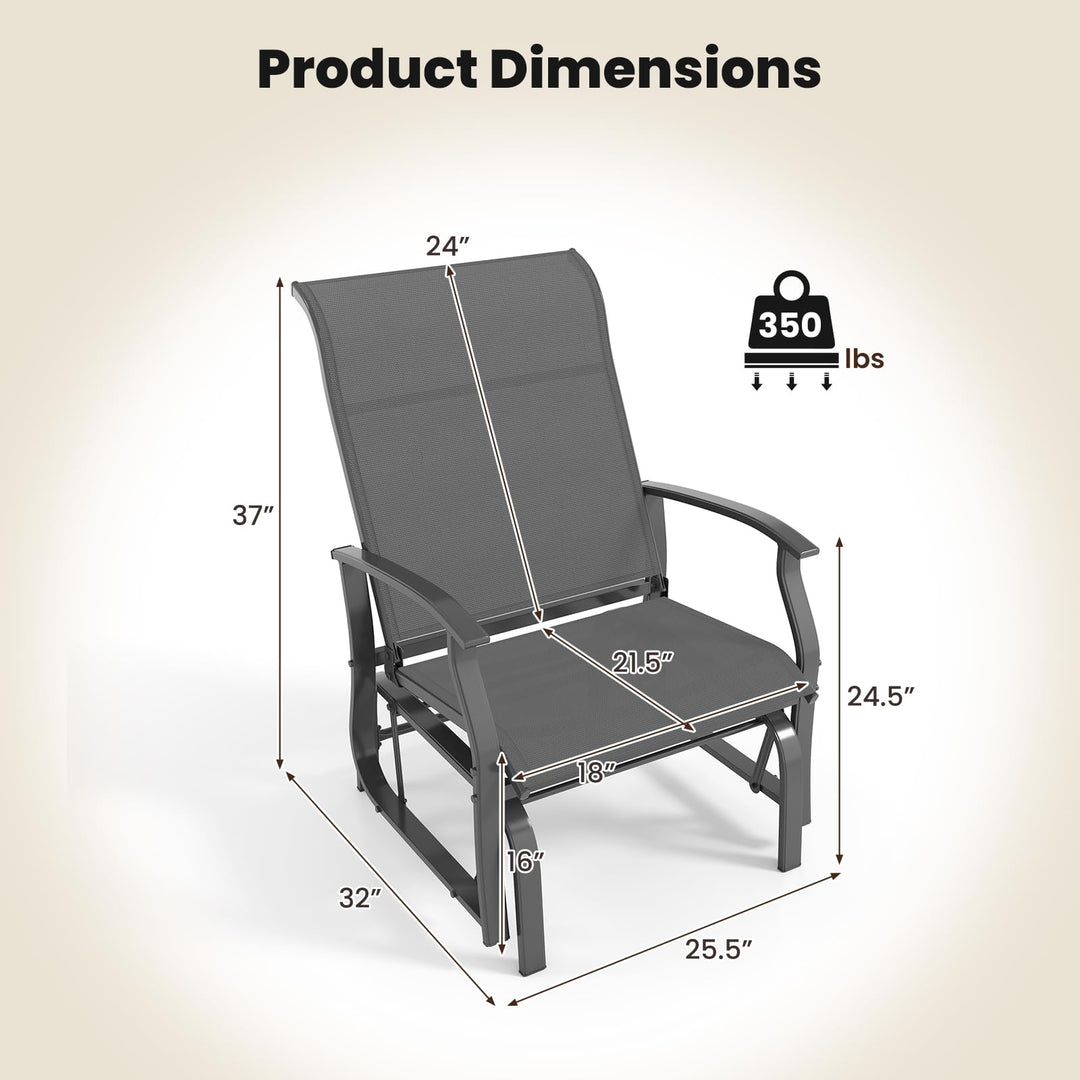 Giantex 2-Pack Outdoor Glider Rocking Chairs with Ergonomic Backrest &amp; Seat