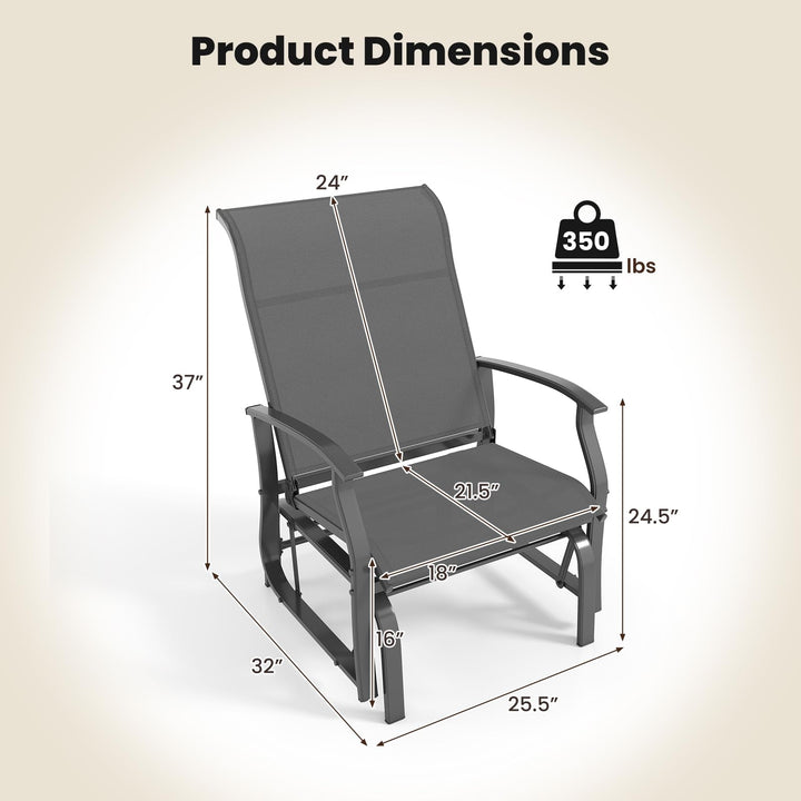 Giantex 2-Pack Outdoor Glider Rocking Chairs with Ergonomic Backrest &amp; Seat