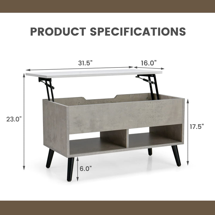 Giantex Lift Top Coffee Table, Modern Cocktail Table w/Hidden Compartment &amp; 2 Open Shelves
