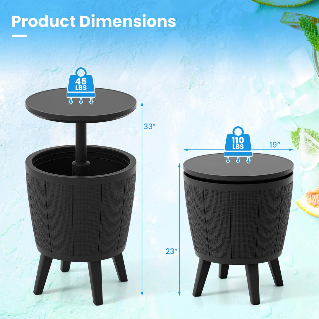 Giantex 3-in-1 Outdoor Cooler Bar Table | 10-Gallon Ice Bucket with Lift-Top Cocktail Table