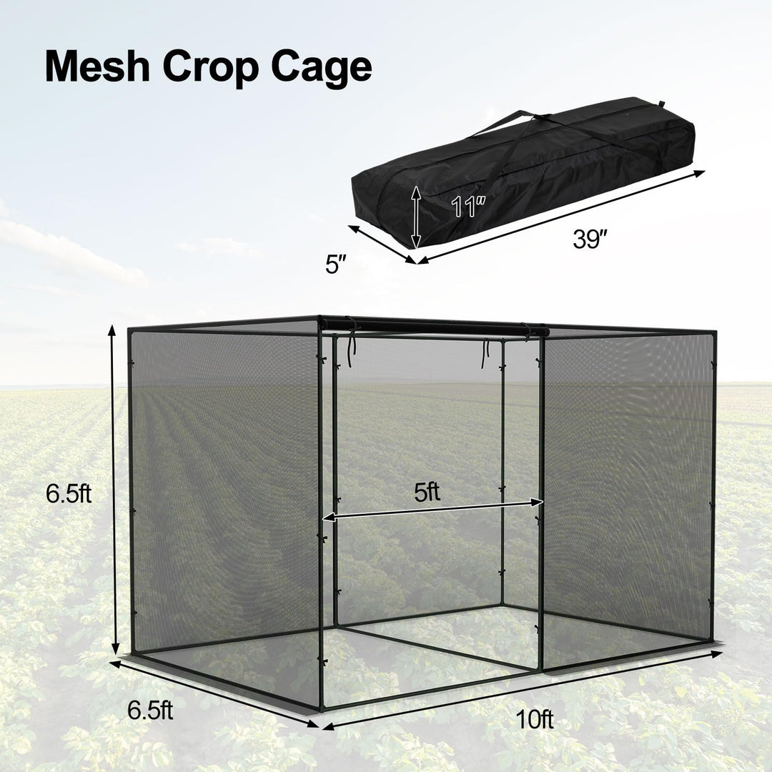 Giantex Garden Crop Cage | 10 x 6.5 x 6.5 ft Plant Netting Cover w/Zipper Doors