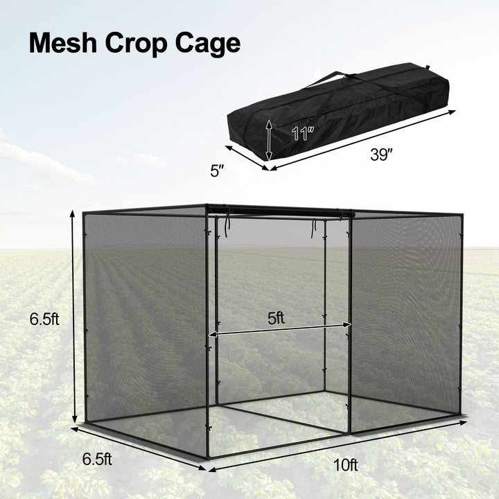 Giantex Garden Crop Cage | 10 x 6.5 x 6.5 ft Plant Netting Cover w/Zipper Doors