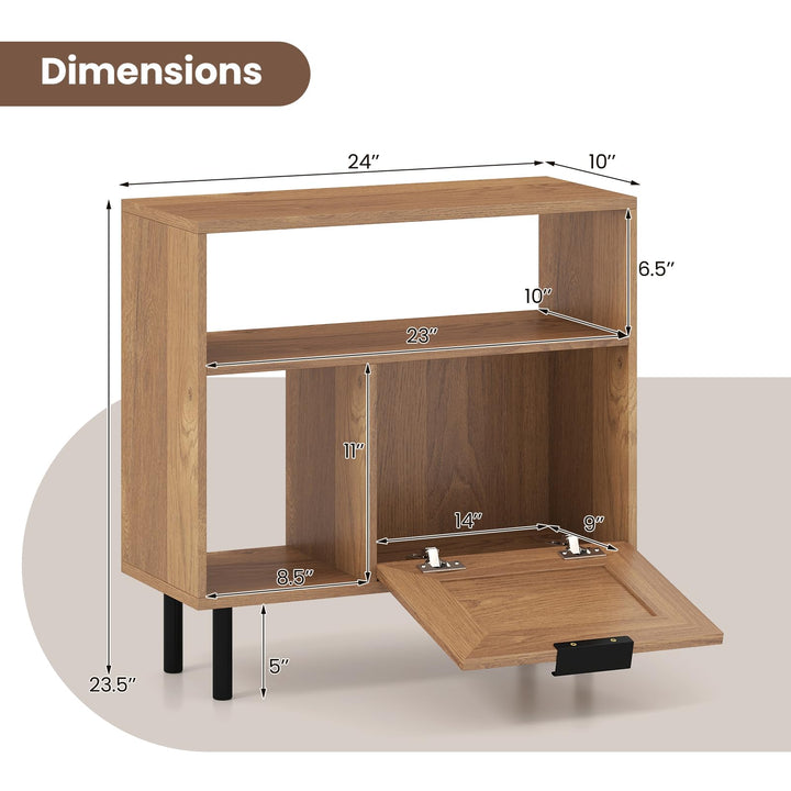 Giantex Accent Side End Table with Storage Shelf and Cabinet for Small Space