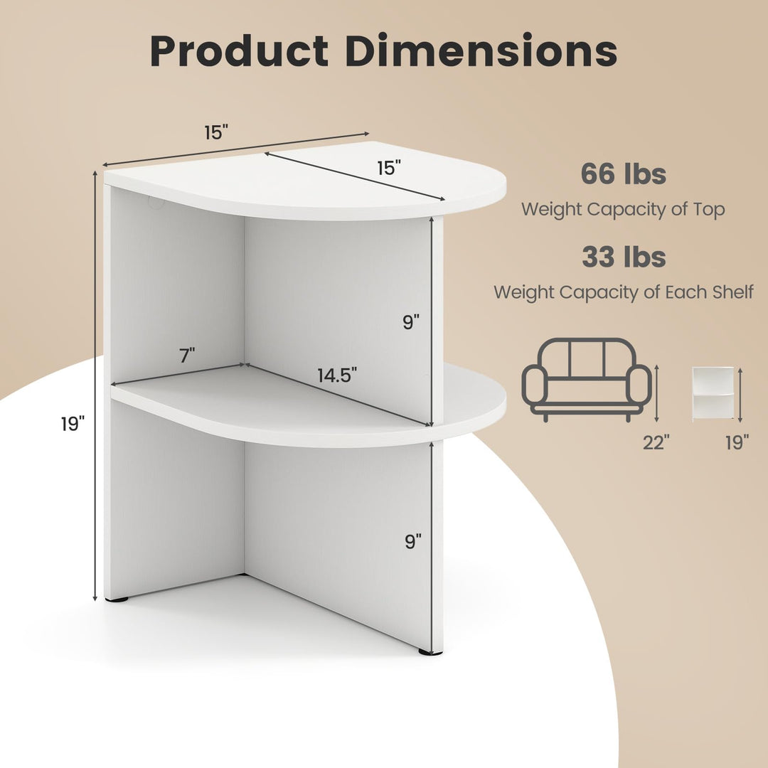 Giantex Half Round End Table with Open Shelves for Small Space