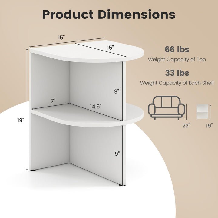 Giantex Half Round End Table with Open Shelves for Small Space