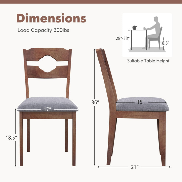 Giantex Wooden Dining Chairs Set of 2/4, Rubber Wood Dinner Chair w/Hollowed Backrest &amp; Padded Seat