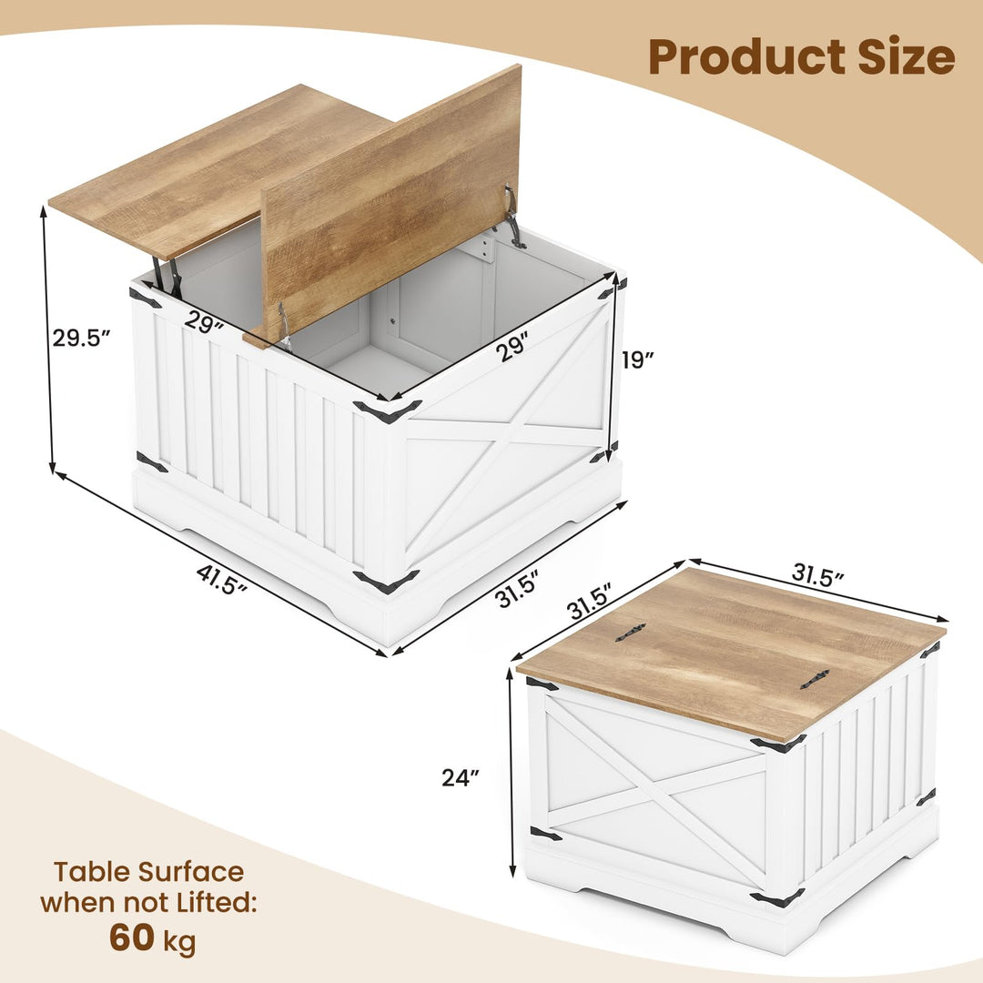 Giantex 31.5" Square Wood Center Table with Large Hidden Storage Compartment &amp; Hinged Lift Top