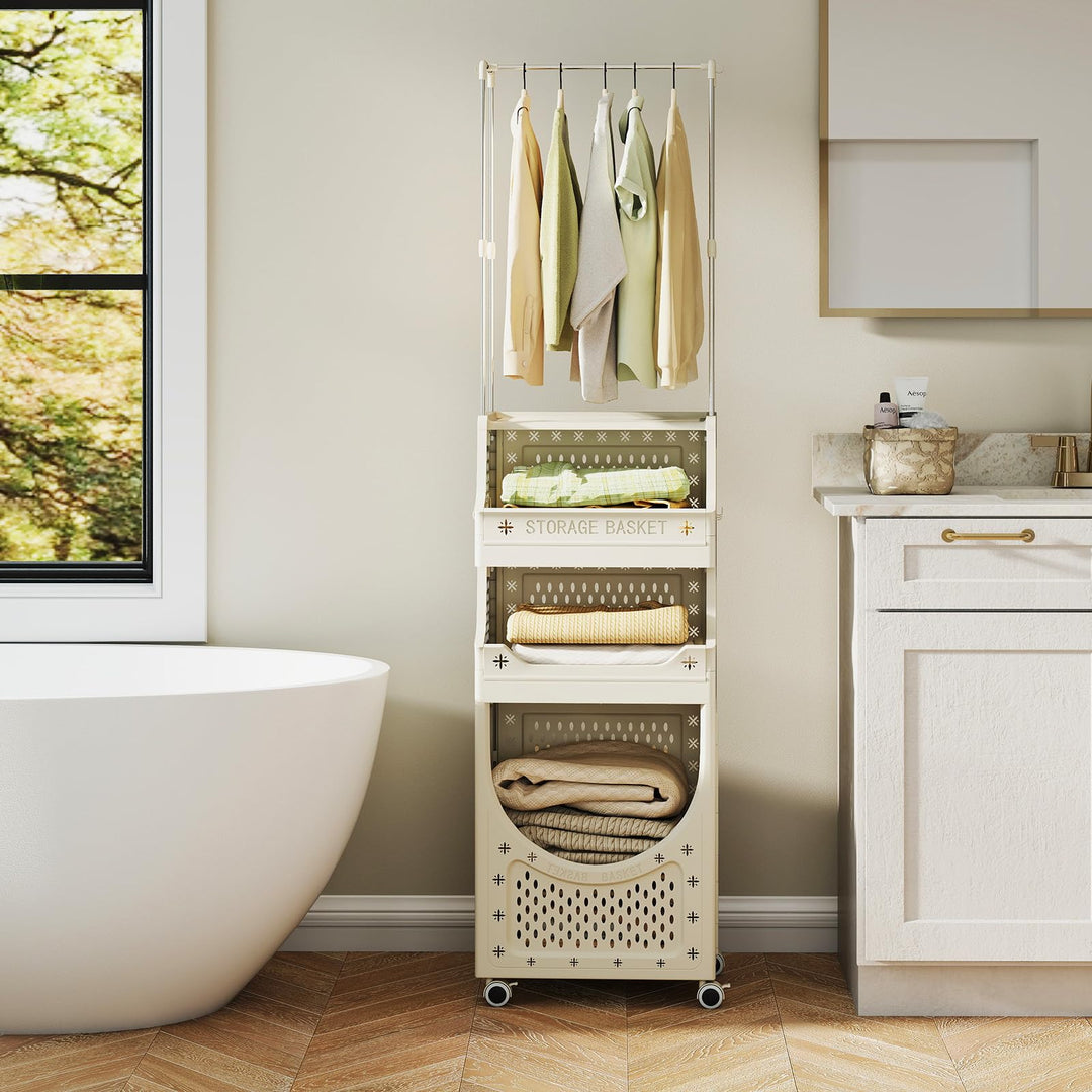 Giantex 4-Tier Laundry Cart with Hanging Rack