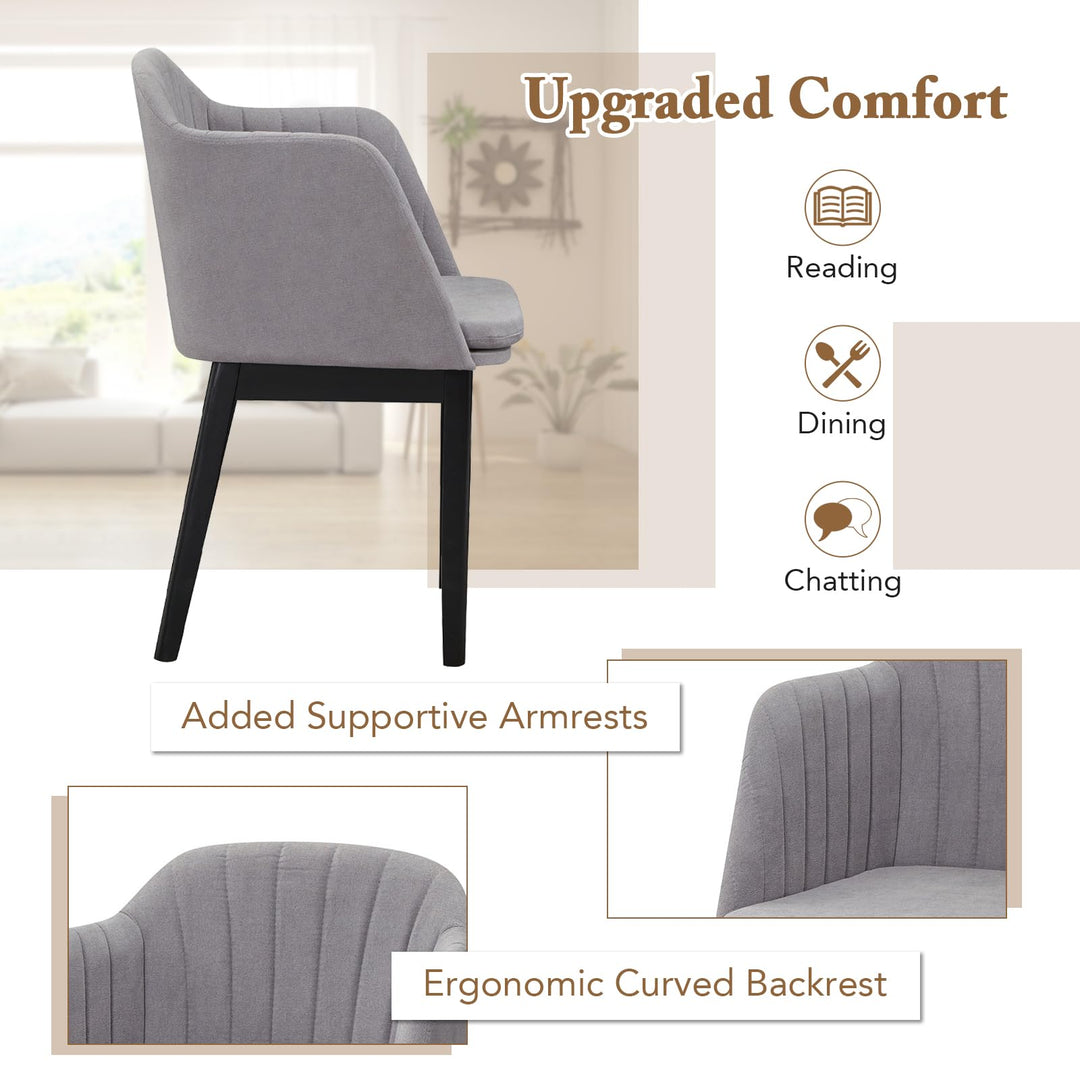 Giantex Modern Dining Chairs, Upholstered Velvet Accent Chairs w/Curved Backrests &amp; Rubber Wood Legs