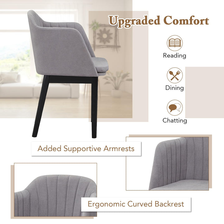 Giantex Modern Dining Chairs, Upholstered Velvet Accent Chairs w/Curved Backrests &amp; Rubber Wood Legs
