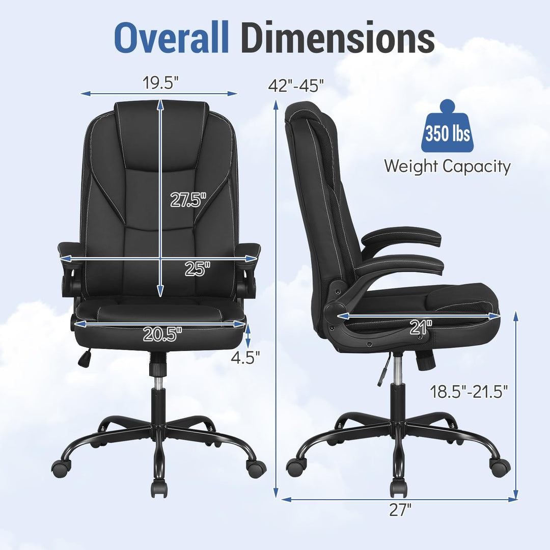 Giantex Leather Ergonomic Computer Desk Chair with Rocking Function &amp; Adjustable Height