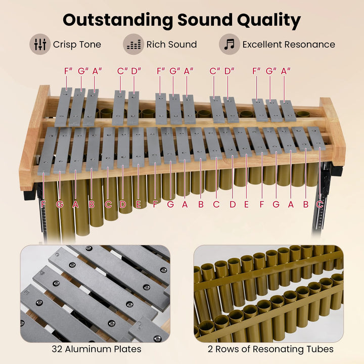 Giantex 32 Note Glockenspiel Marimba with Adjustable Stand &amp; Wheels