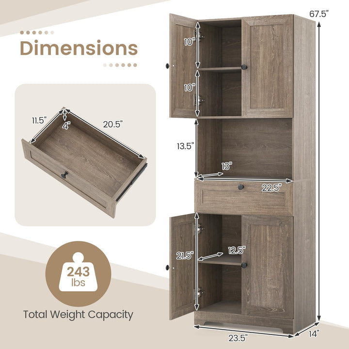 Giantex 67.5" Tall Floor Storage Cabinet w/4 Doors &amp; 1 Drawer