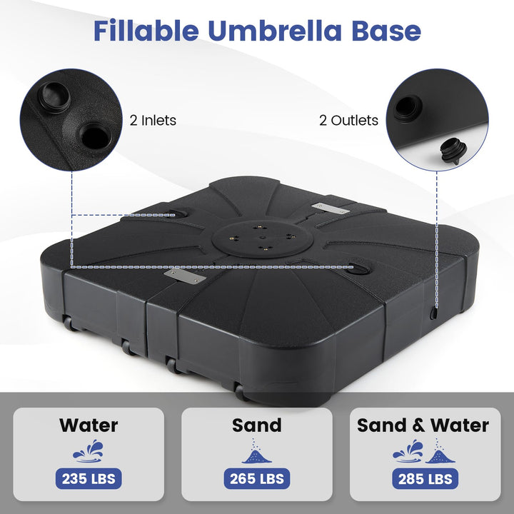 Giantex 285 lbs Cantilever Umbrella Base Sand &amp; Water Fillable