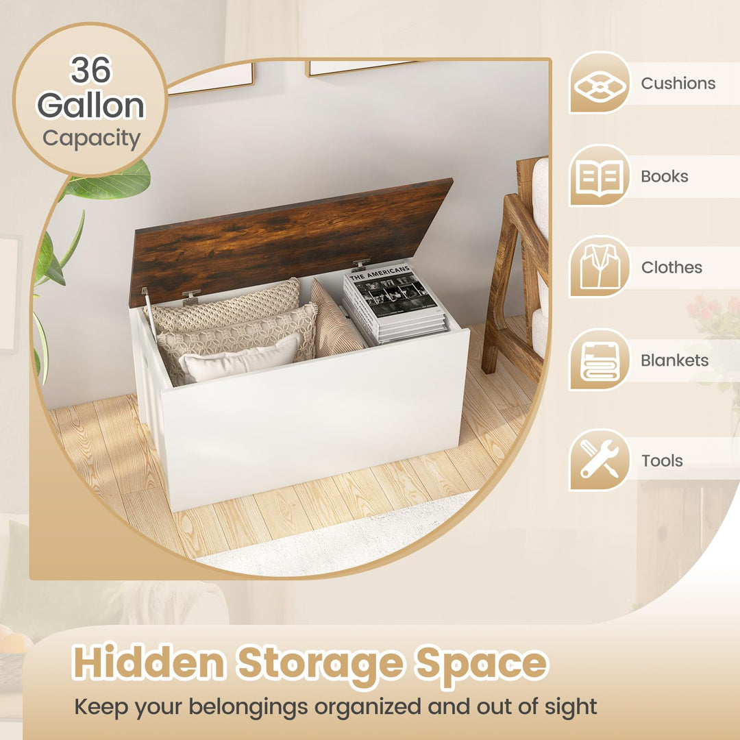 Giantex Flip-top Storage Chest, Lift Top Storage Bench w/Pneumatic Rod &amp; Safety Hinges