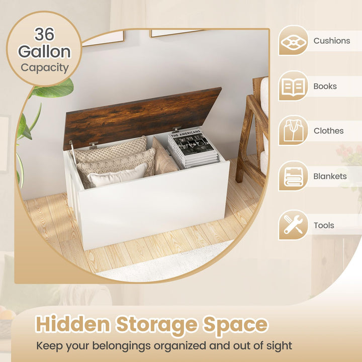 Giantex Flip-top Storage Chest, Lift Top Storage Bench w/Pneumatic Rod &amp; Safety Hinges