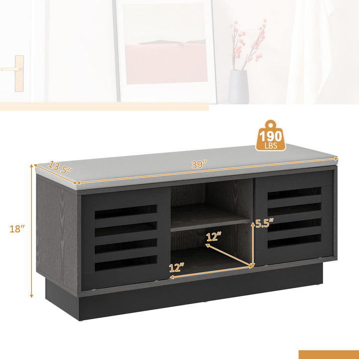 Giantex Entryway Shoe Storage Bench - Shoe Rack w/Seat Cushion &amp; 6 Storage Compartments
