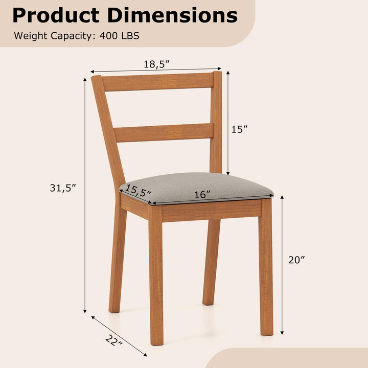 Giantex Wooden Dining Chairs Set of 2/4 Farmhouse Upholstered Kitchen Chairs with Rubber Wood Legs &amp; Fabric Padded Seat