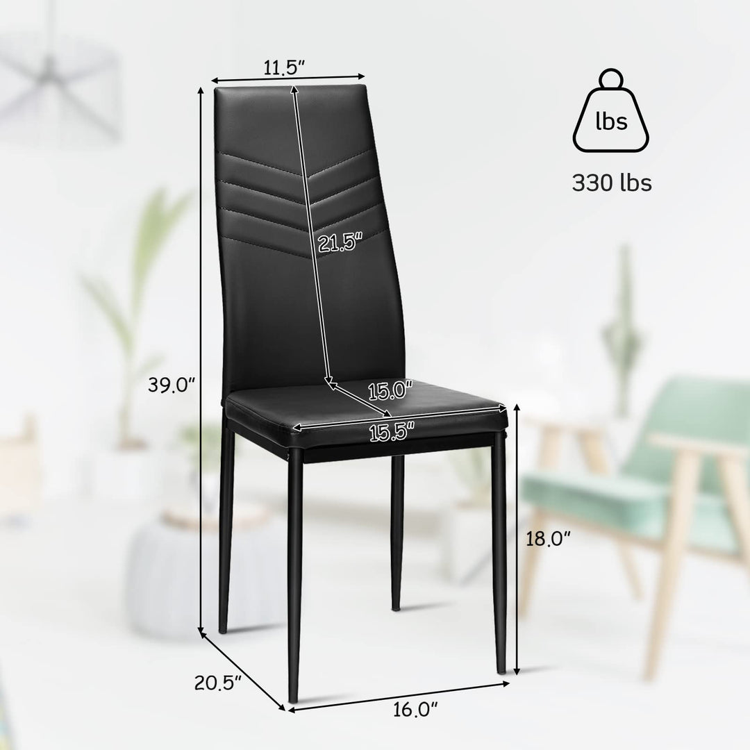 4 Dining Chairs, High Back Dining Side Chairs w/PVC Leather &amp; Non-Slip Feet Pads