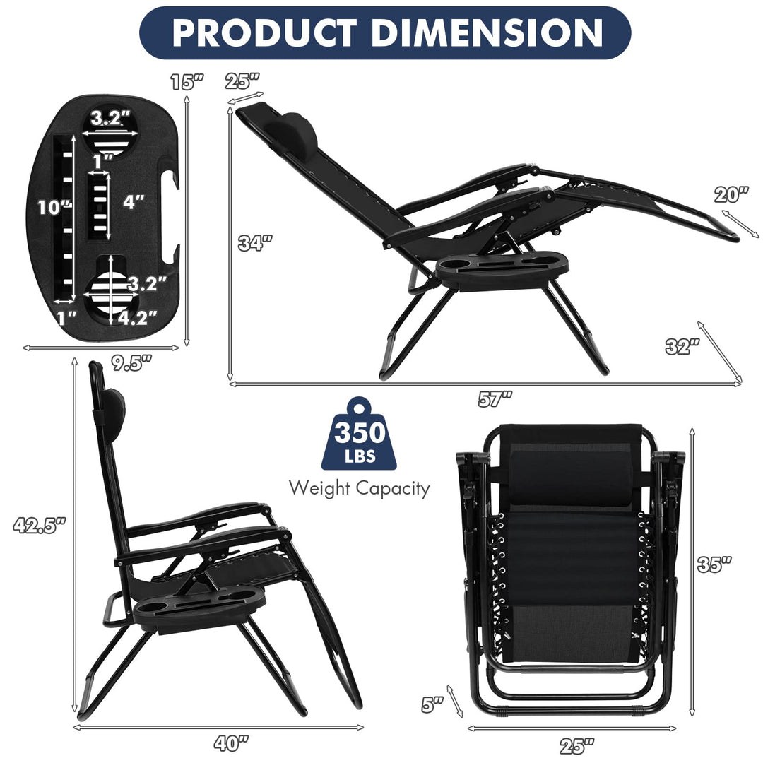 Outdoor Patio Recliner with Cup Holder &amp; Removable Pillow
